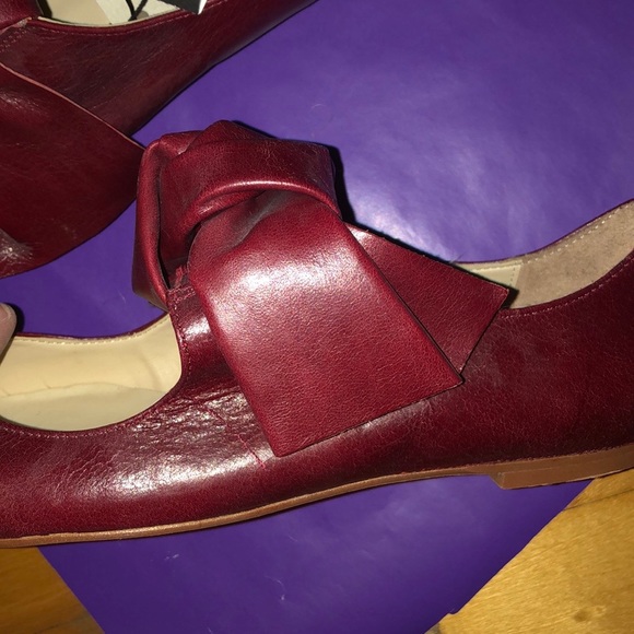 Red Leather Flats with Bow NWT - Picture 4 of 5